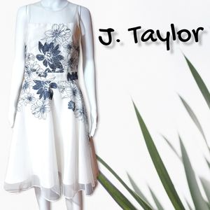 J Taylor Sleeveless Embroidered Dress